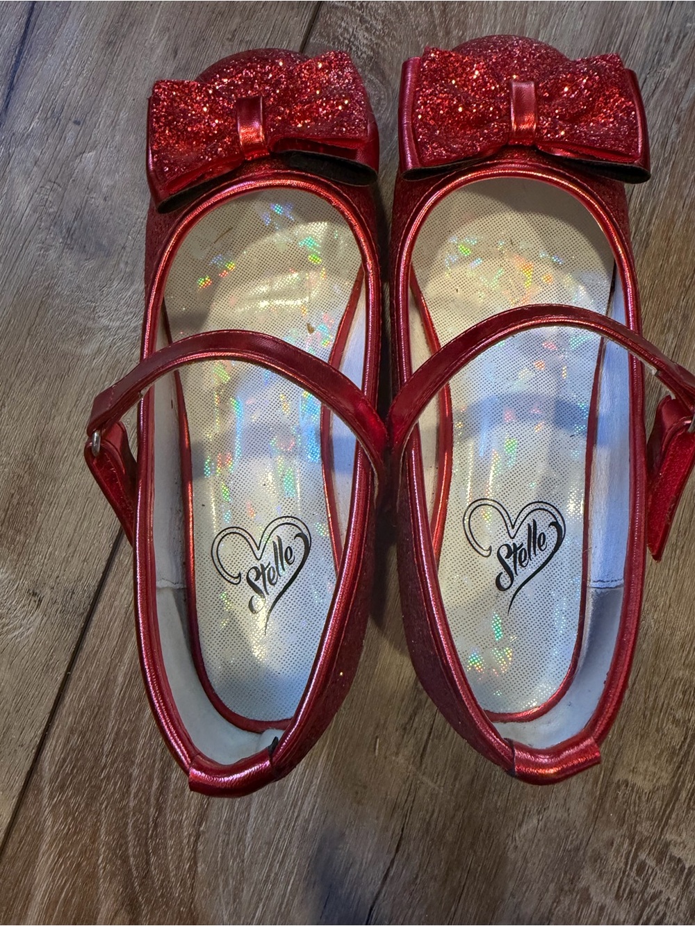 Stelle Girls Glitter Dress Shoe Flower Size 13 in Royal Red - Picture 6 of 8